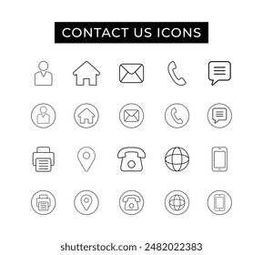 Contact us line icon set vector Illustration. Communication sign