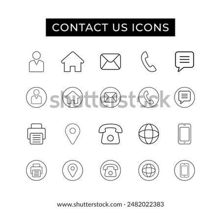 Contact us line icon set vector Illustration. Communication sign