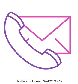 Contáctenos línea icono Vector aislado. Símbolo simple de teléfono y sobre. Comunicación con Asistencia. Pictograma de correo. Botón de Web de Dirección.