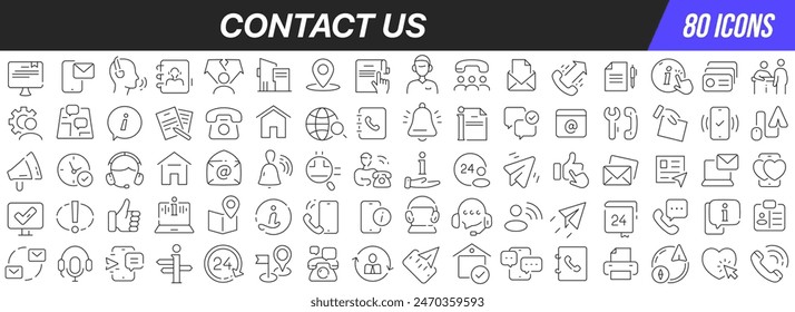 Contact us line icons collection. Big UI icon set in a flat design. Thin outline icons pack. Vector illustration EPS10