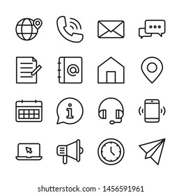 Contact us line icons set vector illustration