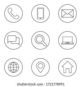 Contact us line icons set vector illustration. Line vector sign, symbol for web and mobile app.