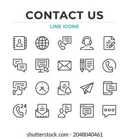 Contact us line icons set. Modern outline elements, graphic design concepts, simple symbols collection. Vector line icons