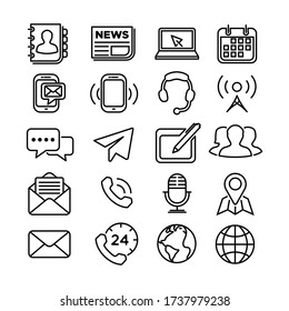 Contact us line icons for web and mobile app