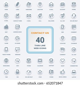 Contact us line icons for web and mobile app, vector eps10