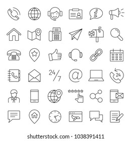 contact us line vector black icons