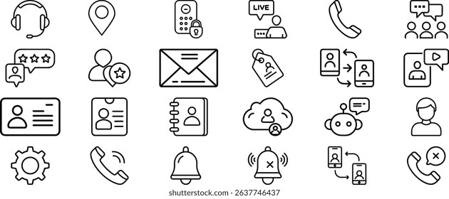 Contact us line vector icon set, minimalist and simple icon collection.
