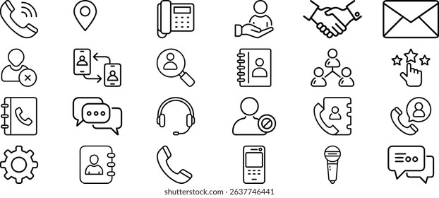 Contact us line vector icon set, minimalist and simple icon collection.