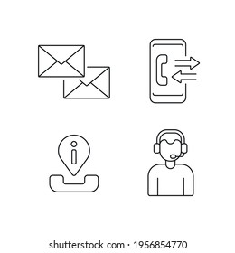 Contact us linear icon. Call center. Support service. Thin line customizable illustration. Contour symbol. Vector isolated outline drawing. Editable stroke