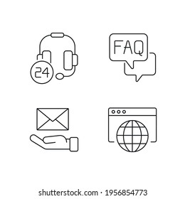 Contact us linear icon. Call center. Support service. Thin line customizable illustration. Contour symbol. Vector isolated outline drawing. Editable stroke