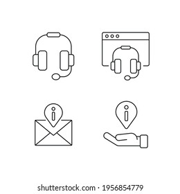 Contact us linear icon. Call center. Support service. Thin line customizable illustration. Contour symbol. Vector isolated outline drawing. Editable stroke