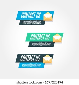 Contact Us Message Icon Vector Label Set