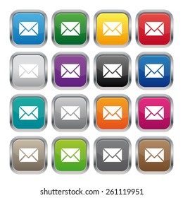 Contact us metallic square buttons