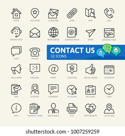 Contact us -  minimal thin line web icon set. Outline icons collection. Simple vector illustration.