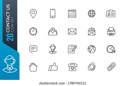 Contact us - minimal thin line web icon set. Outline icons collection. Simple vector illustration.