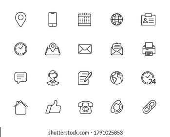 Contact us - minimal thin line web icon set. Outline icons collection. Simple vector illustration.