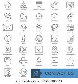 Contact us minimal thin line, solid, glyph, color, web icon set. Outline icons collection. Simple vector illustration.