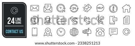Contact us minimal thin line icons. Related e-mail, phone, chat, call, message. Vector illustration.
