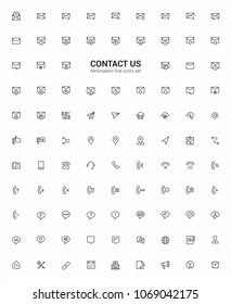 Contact us Minimalism vector symbols, line icons set for mobile and desktop screens design.