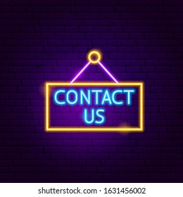 Contact Us Neon Sign. Vector Illustration of Business Promotion.