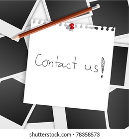 Contact us note on instant photo background