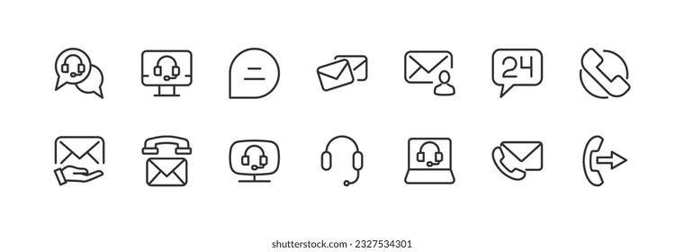 contact us outline icon collection. Thin line simple elements for web and app. Premium pack