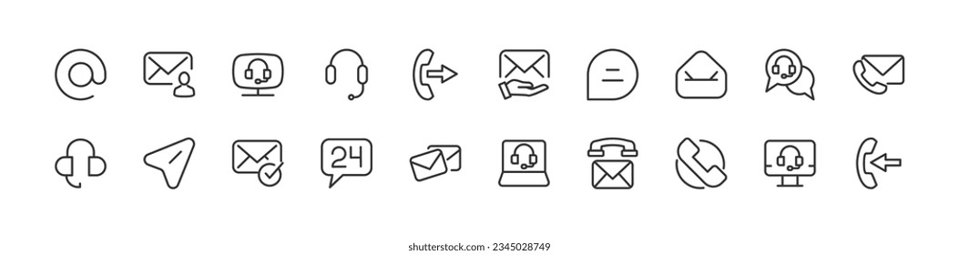 contact us outline icon collection. Thin line simple elements for web and app. Premium pack