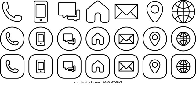 Contact us outline icon vector. Communication icon set