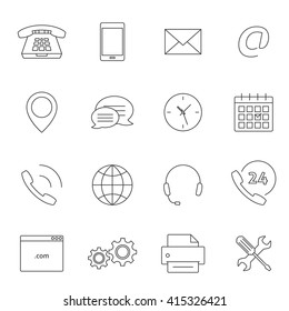 Contact us outline icons. Support feedback service icons