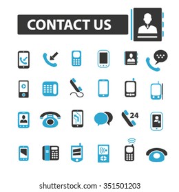 contact us, phone, cell, telephone icons 