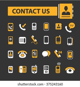 contact us, phone, cell, telephone icons
