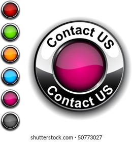 Contact us realistic button. Vector.