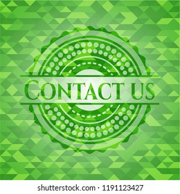 Contact us realistic green mosaic emblem