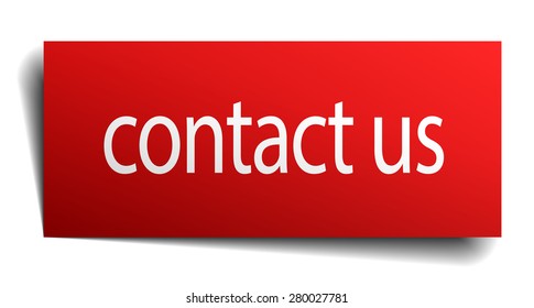 Contact Us Red Paper Sign Isolated On White