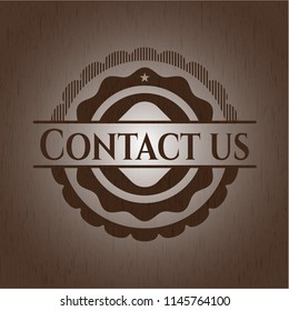 Contact us retro style wood emblem