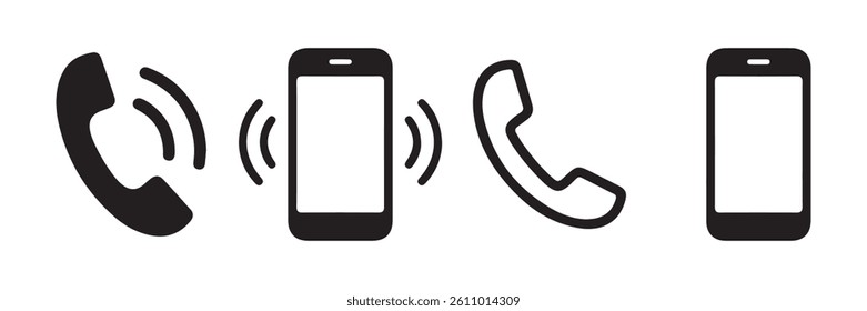 Contact us. Ringing phone simple icon set. Smartphone ringing. Phone sign. phone icon set, Telephone call sign,  Vector Illustration Eps 10