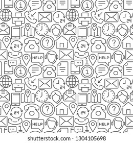 Contact us seamless pattern with thin line icons