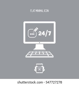 Contact us service 24/7 - Vector flat icon