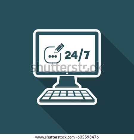 Contact us service 24/7 - Vector flat icon