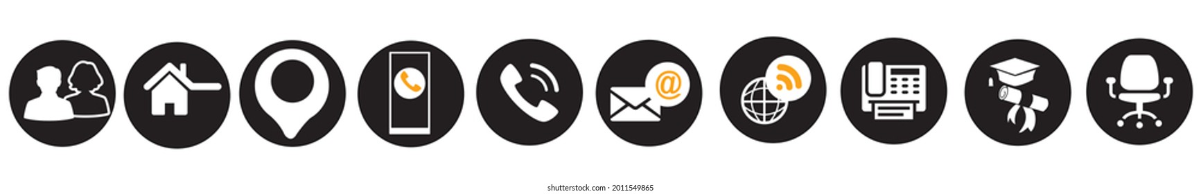Contact us - set of dark  buttons