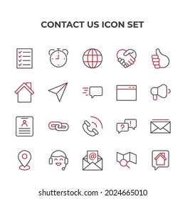 contact us set icon, isolated contact us set sign icon, vector illustration