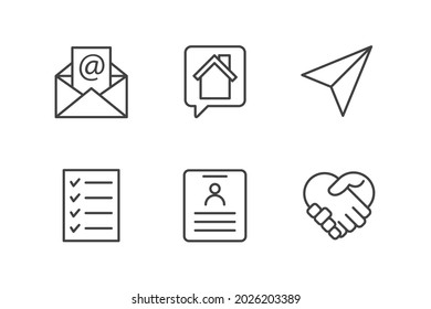 icono de conjunto de contactos, contacto aislado con nosotros icono de signo de conjunto, ilustración vectorial