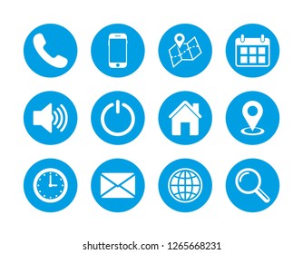 Contact us set icon, web icon set vector, eps10 editable