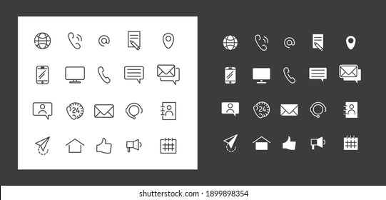 Contact us set icons, vector illustration