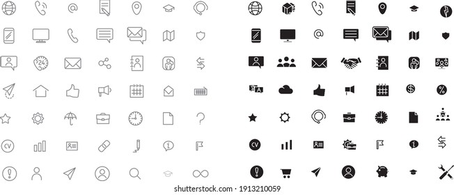 Contact us set icons, vector illustration