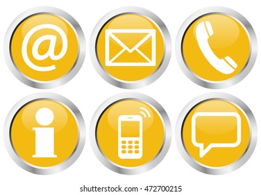 Contact Us Set Six White Icons Stock Vector (Royalty Free) 472700215 ...