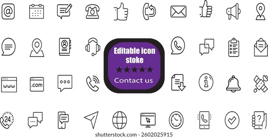 Contact us set of web icons in line style