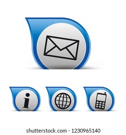 Contact Us Speech Bubble Icons - Vector Illustration - Isolated On White Background