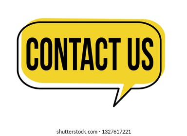 Contact us speech bubble on white background, vector illustration
