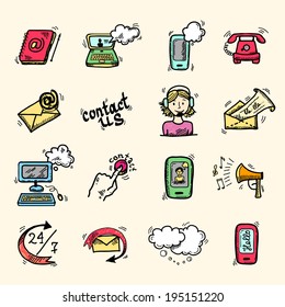 Contact us speech bubbles communication help chat icons set isolated vector illustration.